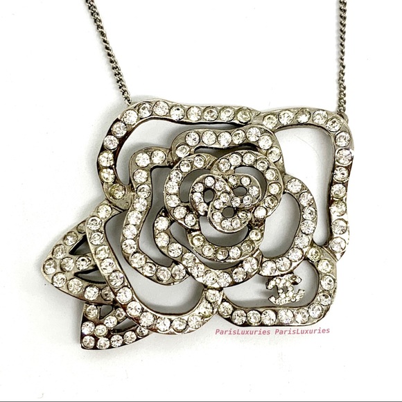 CHANEL Silver Rare Crystal Coco Camellia - Picture 1 of 14
